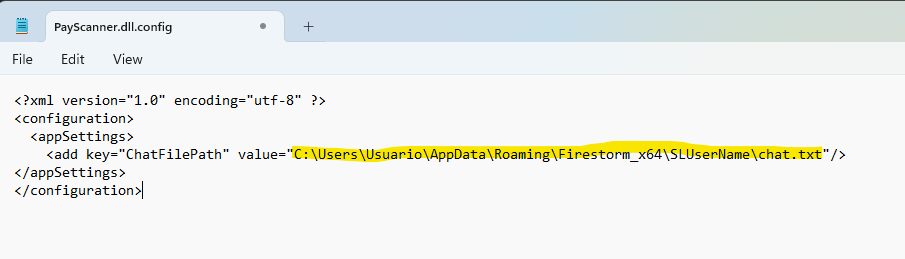 Payscanner configuration file